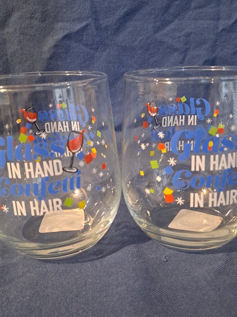 Set 2 New Double OLD FASHIONED GLASSES 'Glass in Hand Confetti Hair' 16.8 Oz